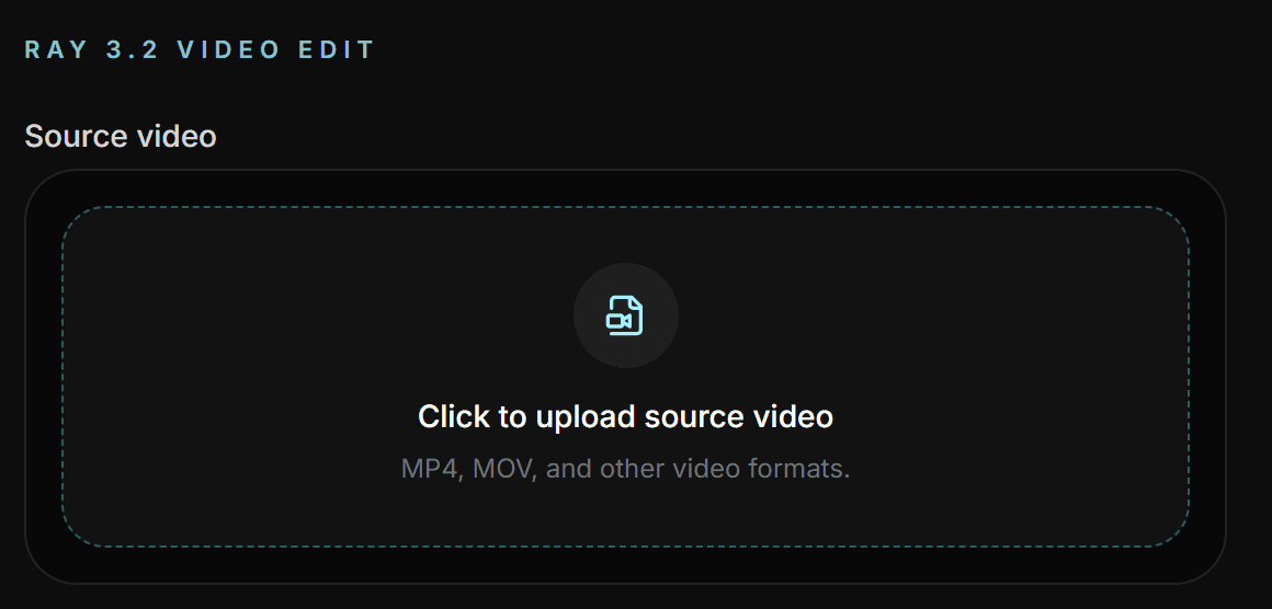 Upload the Ray 3.2 Video Edit source clip
