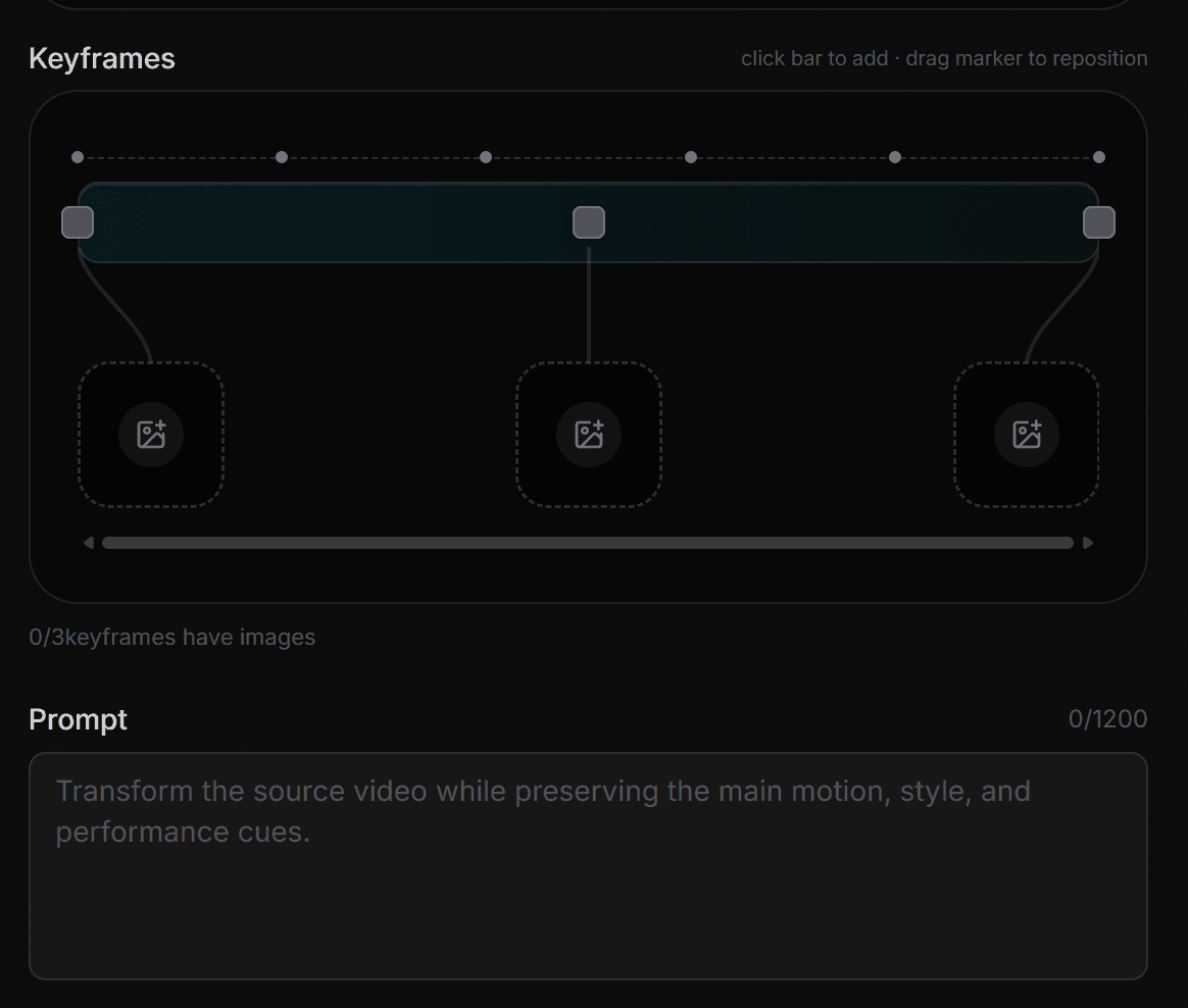 Place keyframes on the Ray 3.2 Video Edit timeline